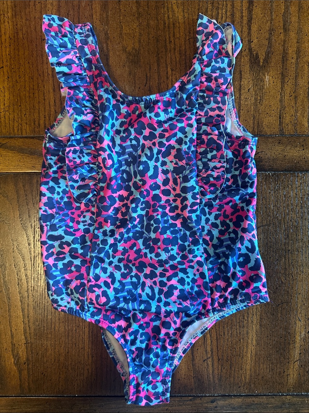 PINK PLATINUM | Girls' Multi-Color Leopard Ruffle One-Piece Swimsuit Size 6X
